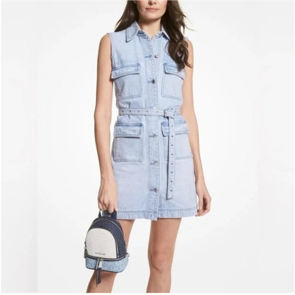 Michael Kors Rhea Mini Color-Block Logo Chambry/Navy Backpack - Picture 4 of 15
